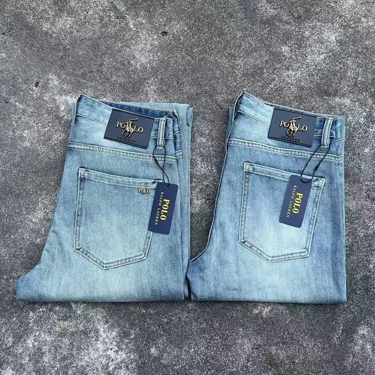 Classic Pony Spring and Summer Jeans Slim Retro Light Luxury Print Men's Casual Straight