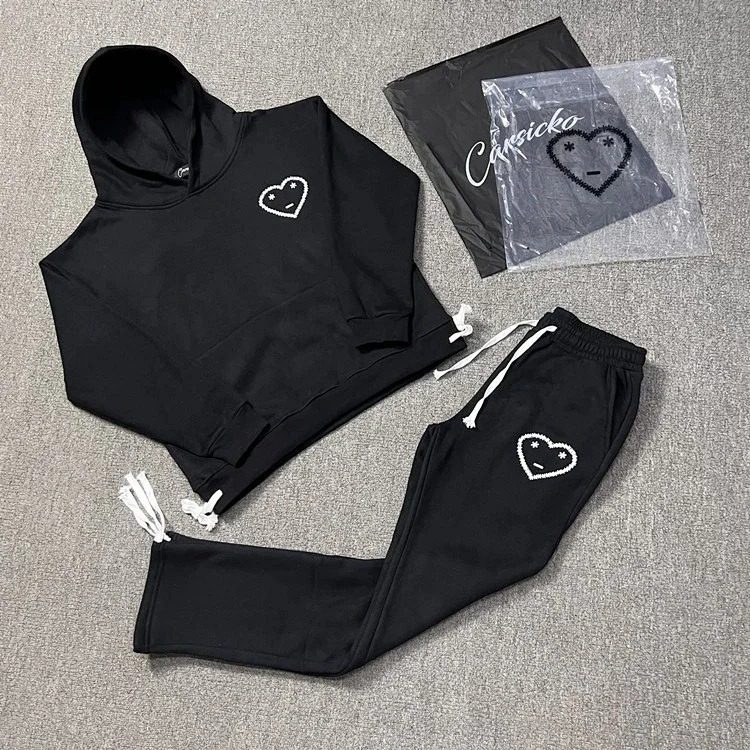 Carsicko sports suit plus fleece fabric sweatshirt and sports sweatpants